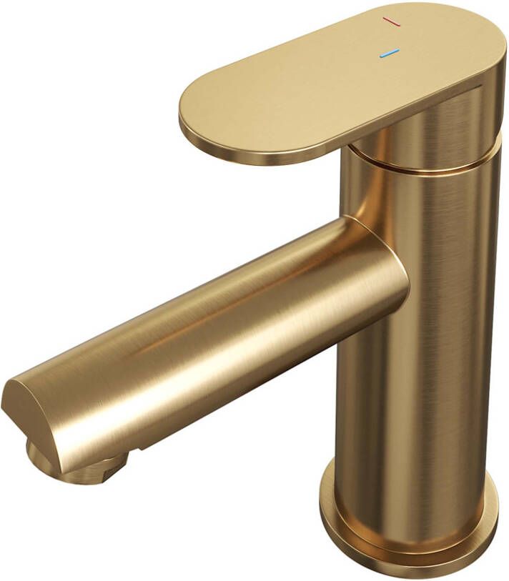 Brauer Wastafelkraan Gold Edition HD3 Opbouw Laag Mengkraan Rond Coldstart Geborsteld Goud PVD 1 Greeps