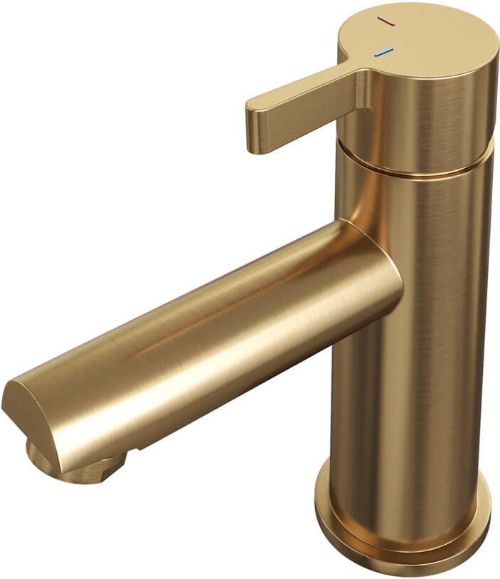 Brauer Wastafelkraan Gold Edition HD1 Opbouw Laag Mengkraan Rond Coldstart Geborsteld Goud PVD 1 Greeps