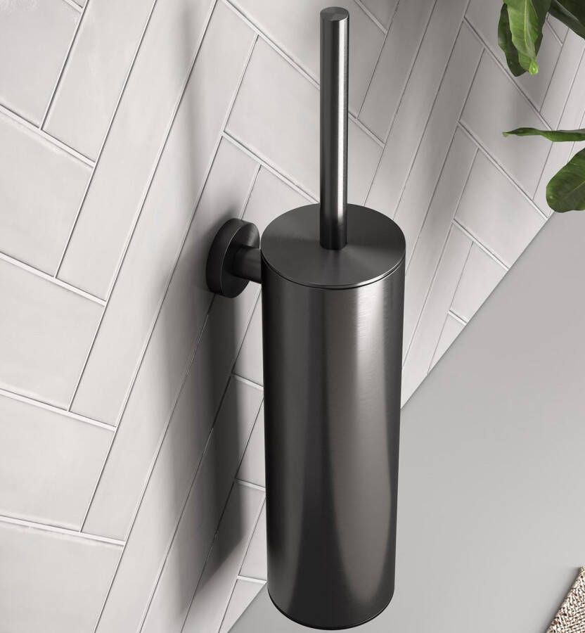 Brauer Toiletborstelset hangend gunmetal geborsteld PVD