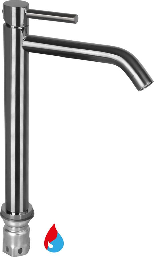 Differnz Mix & Match hoge wastafelkraan met gebogen uitloop van 17 4 cm gun metal - Foto 4