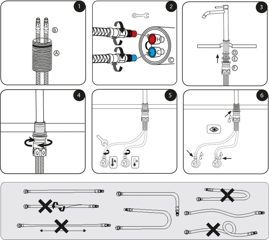 Differnz Mix & Match hoge wastafelkraan met gebogen uitloop van 17 4 cm gun metal - Foto 2