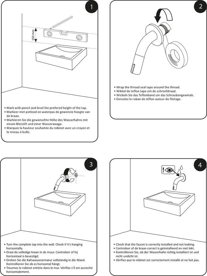 Differnz Koudwater Muurkraan 11Cm Mat Goud 30.416.04 - Foto 3