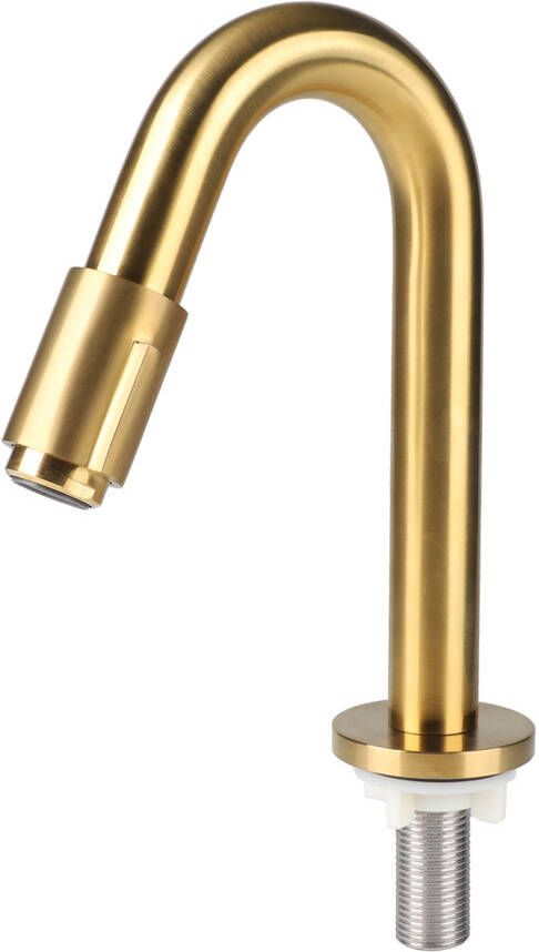 Differnz staande fonteinkraan 1 2" met gebogen uitloop 19 cm mat goud
