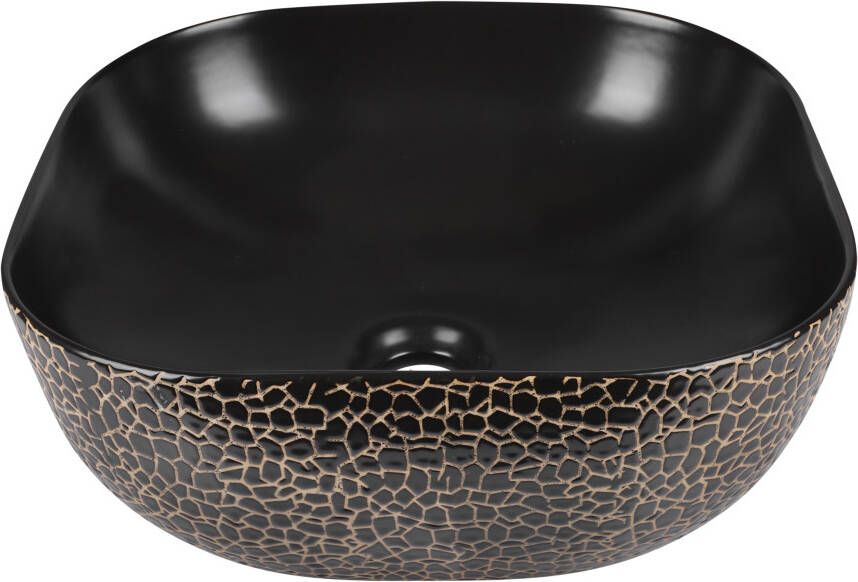 Differnz Safari Waskom 41.5x41.5x14cm Keramiek Snake Zwart goud 38.010.36