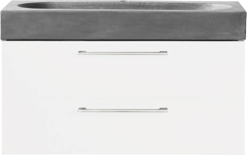 Differnz Somero badkamermeubelset FSC wastafel beton 80 cm hoogglans wit 36.104.92 - Foto 2