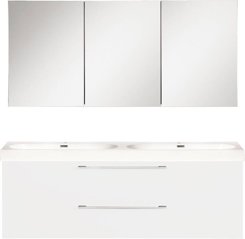 Differnz Badkamermeubelset Somero Met Keramiek Wastafel 120 cm Hoogglans Wit (Inc. Spiegelkast)