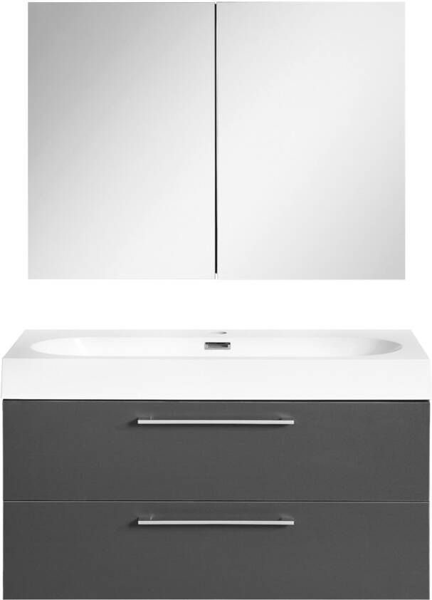 Differnz Badkamermeubelset Somero Met Keramiek Wastafel 80 cm Antraciet (Inc. Spiegelkast) - Foto 2