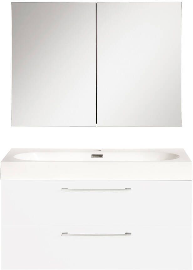 Differnz Badkamermeubelset Somero Met Keramiek Wastafel 80 cm Hoogglans Wit (Inc. Spiegelkast) - Foto 2