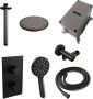 Brauer Mat zwarte Black Carving thermostatische inbouw regendouche 3-weg omstelling SET met 30 cm douchekop en gebogen muurarm 3-standen handdouche doucheslang en geintegreerde glijstang - Thumbnail 10