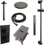 Brauer Mat zwarte Black Carving thermostatische inbouw regendouche 3-weg omstelling SET met 30 cm douchekop en gebogen muurarm 3-standen handdouche doucheslang en geintegreerde glijstang - Thumbnail 11