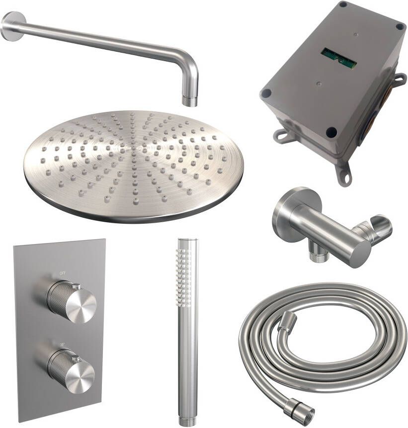 Brauer Brushed Carving thermostatische inbouw regendouche