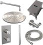 Brauer Brushed Carving Regendoucheset inbouw hoofddouche 20cm plafondarm 20cm 2 functies glijstang inclusief inbouwdeel handdouche Rond 3 standen PVD geborsteld RVS 5-NG-143 - Thumbnail 14