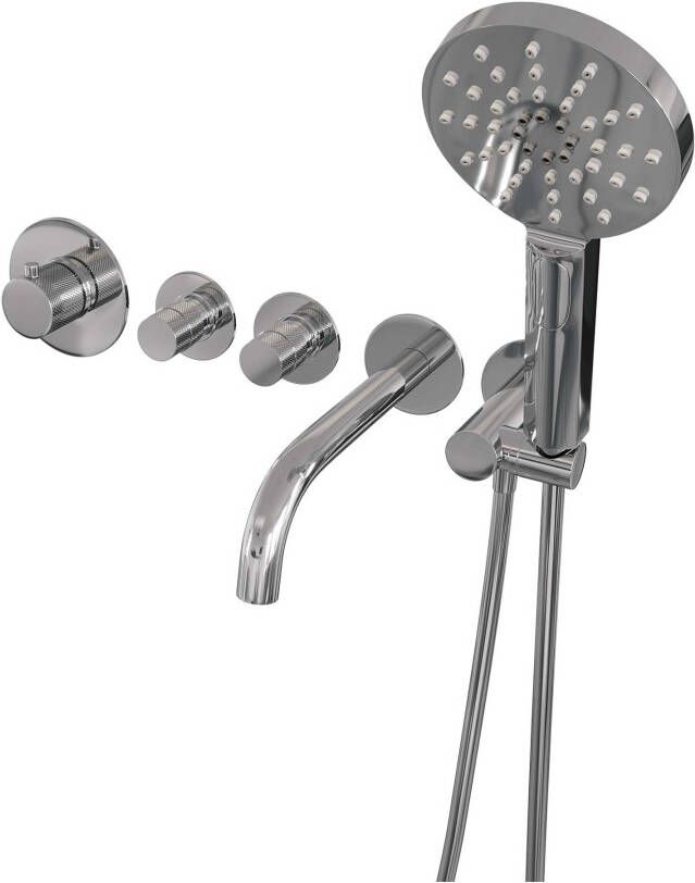 Brauer Chrome Carving thermostatische inbouw badkraan set