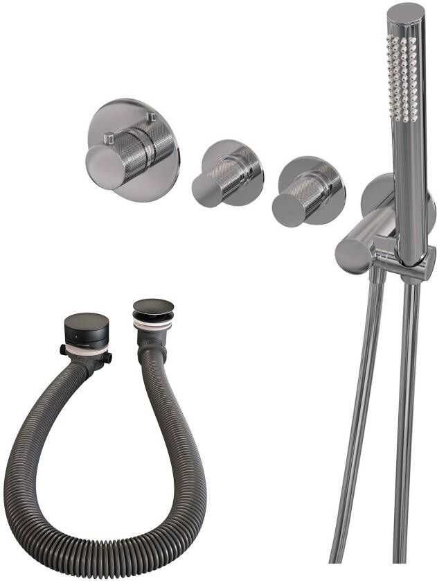 Brauer Chrome Carving thermostatische inbouw badkraan set