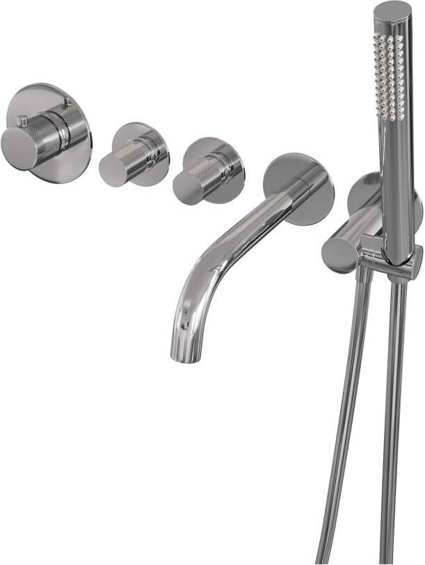 Brauer Chrome Carving thermostatische inbouw badkraan set