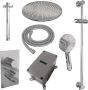 Brauer Chrome Carving thermostatische inbouw regendouche set 34 3-weg omstelling 30 cm douchekop gebogen muurarm 3-standen handdouche doucheslang wandaansluitbocht chroom - Thumbnail 6