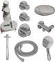 Brauer Chrome Carving thermostatische regendouche SET 15 met 20 cm douchekop en gebogen muurarm incl. staaf handdouche doucheslang en geïntegreerde glijstang chroom - Thumbnail 5