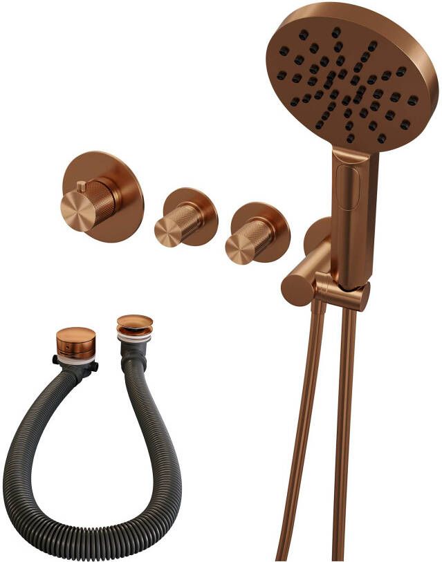 Brauer Copper Carving thermostatische inbouw badkraan set