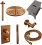 BRAUER Copper Carving Regendoucheset inbouw hoofddouche 30 cm 2 functies inclusief inbouwdeel handdouche Staaf 1 stand PVD geborsteld koper 5-GK-126 - Thumbnail 4