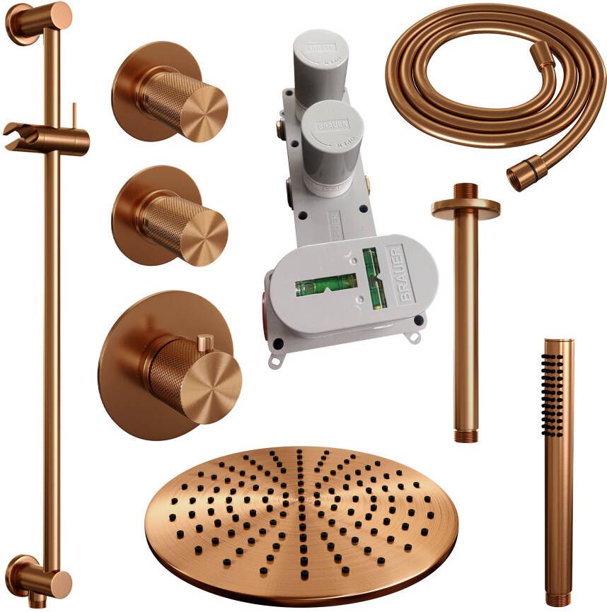 Brauer Copper Carving thermostatische inbouw regendouche set