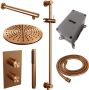 Brauer Copper Edition thermostatische inbouw regendouche 3 weg omstelling SET 44 met 30 cm douchekop en rechte muurarm en 3 standen handdouche en doucheslang en geintegreerde glijstang koper geborsteld PVD - Thumbnail 4