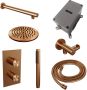 Brauer Copper Edition thermostatische inbouw regendouche 3 weg omstelling SET 44 met 30 cm douchekop en rechte muurarm en 3 standen handdouche en doucheslang en geintegreerde glijstang koper geborsteld PVD - Thumbnail 12