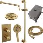 Brauer Gold Carving Regendoucheset inbouw hoofddouche 20cm plafondarm 20cm 2 functies glijstang inclusief inbouwdeel handdouche Rond 3 standen PVD geborsteld goud 5-GG-143 - Thumbnail 6