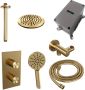 Brauer Gold Carving Regendoucheset inbouw hoofddouche 20cm plafondarm 20cm 2 functies glijstang inclusief inbouwdeel handdouche Rond 3 standen PVD geborsteld goud 5-GG-143 - Thumbnail 5