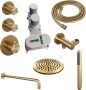 Brauer Gold Carving Regendouchesets inbouw hoofddouche 20cm Wandarm glijstang met inbouwdeel Carving knoppen handdouche Staaf 1 stand PVD geborsteld goud 5-GG-111 - Thumbnail 5