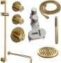 Brauer Gold Edition Regendoucheset inbouw hoofddouche 20cm Wandarm glijstang met inbouwdeel Gladde knoppen handdouche Staaf 1 stand PVD geborsteld goud 5-GG-078 - Thumbnail 4