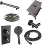 Brauer Gunmetal Carving thermostatische inbouw regendoucheset met 2-weg omstel 40cm gebogen wandarm met 20cm ronde hoofddouche 3 standen ronde handdouche 150cm gladde doucheslang met aansluitbocht en handdouchehouder Gunmetal geborsteld PVD 5-GM-129 - Thumbnail 12