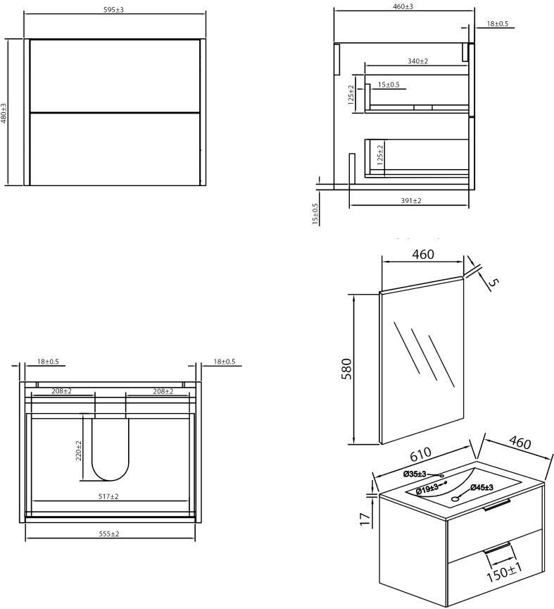 Differnz Bolo badmeubelset knock down FSC 50 x 61 x 46 cm groen