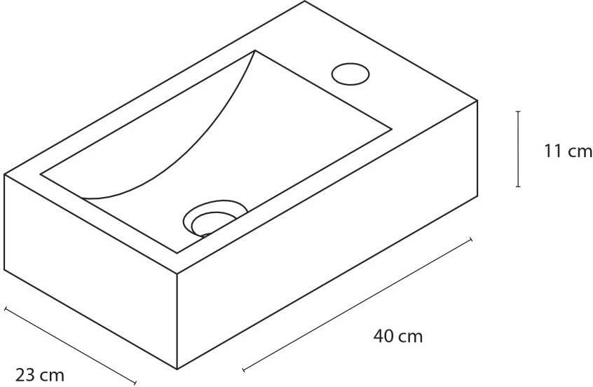 Differnz Cheops fonteinset natuursteen grijs kraan gebogen chroom 40 x 23 x 11 cm