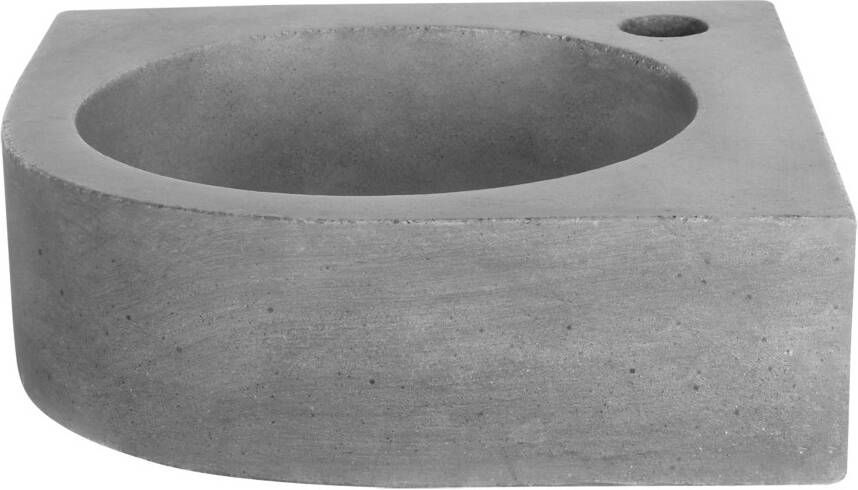 Differnz Cleo fonteinset beton donkergrijs kraan gebogen chroom 31.5 x 31.5 x 10 cm