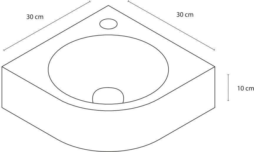 Differnz Cleo fonteinset beton donkergrijs kraan gebogen rood koper 31.5 x 31.5 x 10 cm