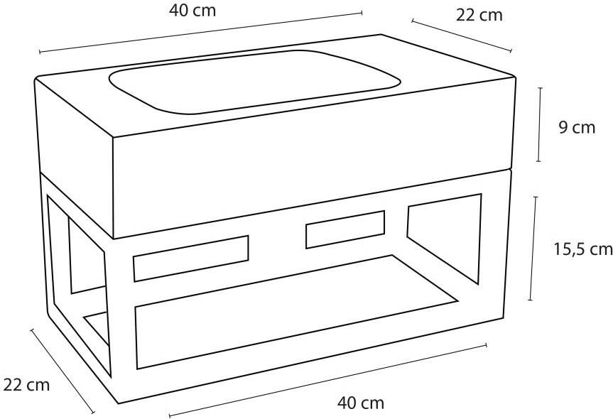 Differnz fonteinset bombai black natuursteen kraan gebogen chroom 40 x 22 x 9 cm met handdoekrek