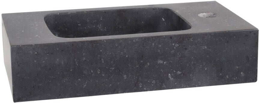 Differnz fonteinset bombai black natuursteen kraan gebogen mat chroom 40 x 22 x 9 cm met handdoekrek