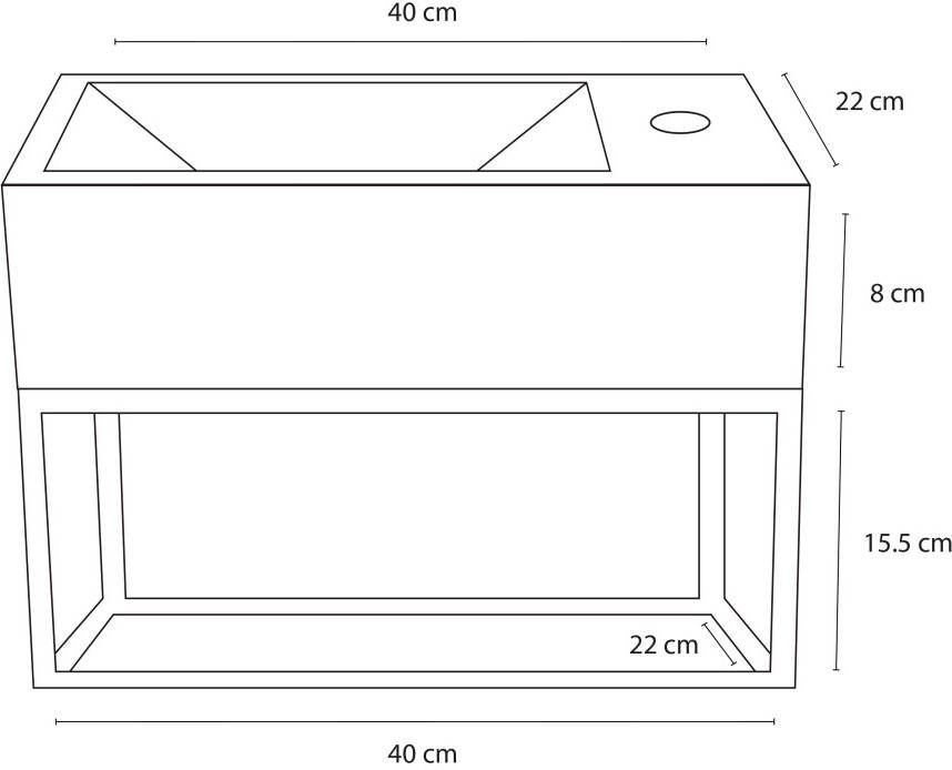 Differnz Force fonteinset beton donkergrijs kraan kruis chroom 40 x 22 x 9 cm met handdoekrek