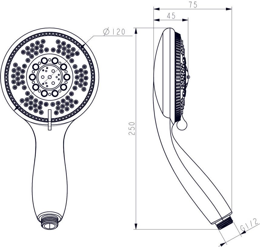 Differnz handdouche 5 standen chroom