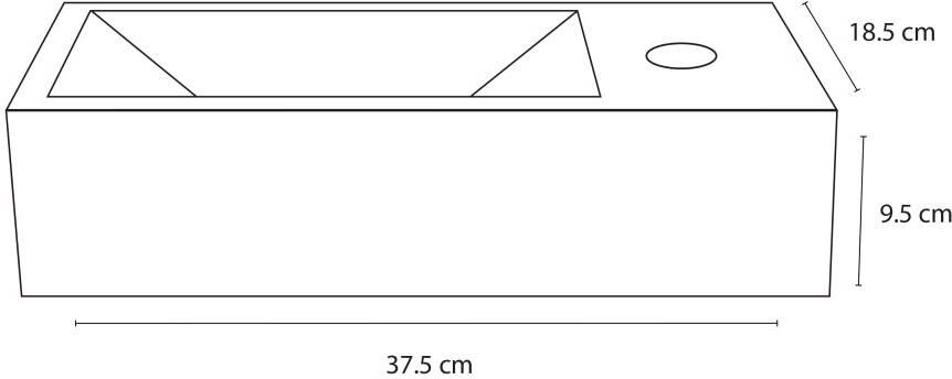 Differnz Helios fonteinset marmer kraan gebogen mat zwart 37.5 x 18.5 x 9.5 cm