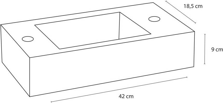 Differnz Jax fonteinset beton donkergrijs kraan recht mat zwart 42 x 18.5 x 9 cm