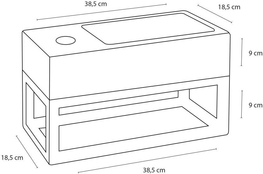 Differnz Jukon fonteinset beton donkergrijs kraan gebogen mat zwart 38.5 x 18.5 x 9 cm met handdoekrek zwart