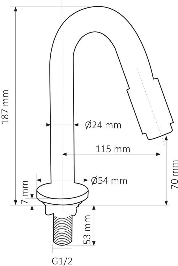 Differnz koudwaterkraan gebogen 19 cm chroom