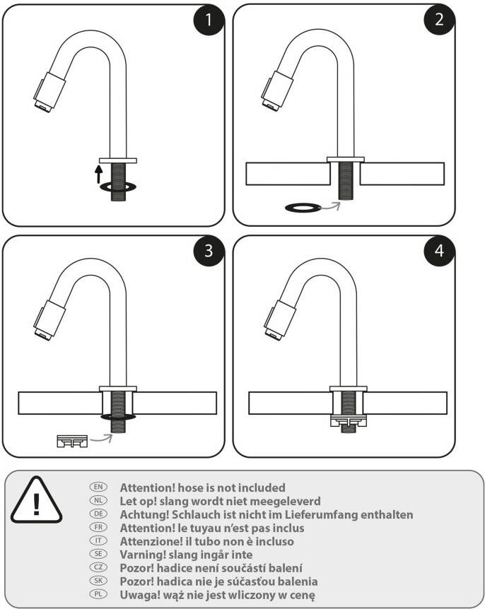 Differnz koudwaterkraan gebogen 19 cm chroom