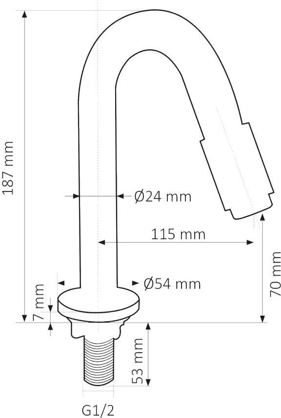 Differnz koudwaterkraan gebogen 19 cm gun metal