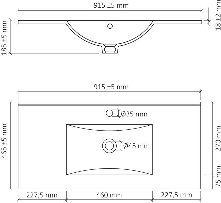 Differnz Legs wastafel 90 cm keramiek wit