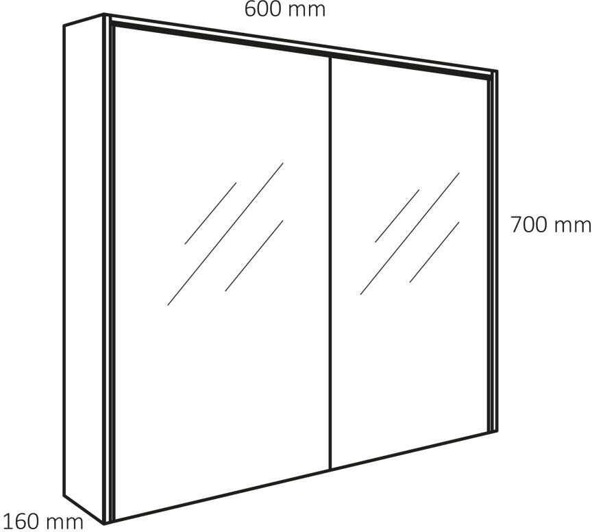 Differnz Providence spiegelkast 60 x 16 x 70 cm FSC wit