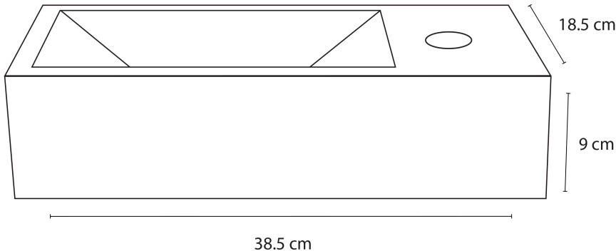 Differnz Ravo fonteinset beton donkergrijs kraan gebogen chroom 38.5 x 18.5 x 9 cm