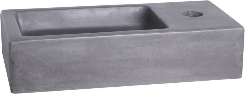 Differnz Ravo fonteinset beton donkergrijs kraan gebogen mat chroom 38.5 x 18.5 x 9 cm