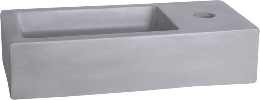 Differnz Ravo fonteinset beton lichtgrijs kraan gebogen mat chroom 38.5 x 18.5 x 9 cm met handdoekrek